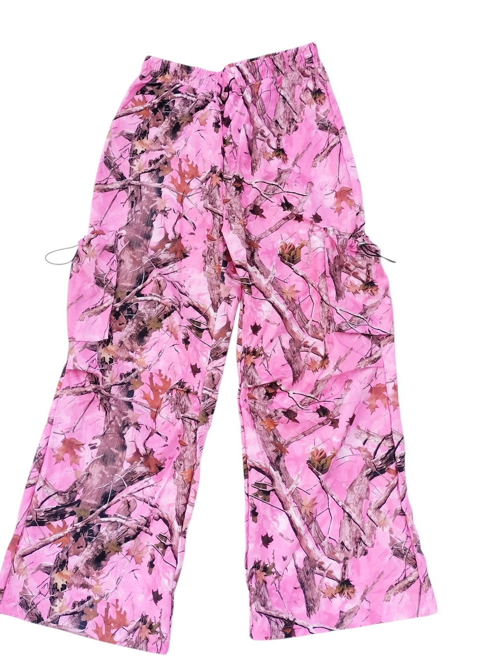 Pink Tree Camo Cargo Pants Women's Small Wide Leg Y2K Utility Streetwear